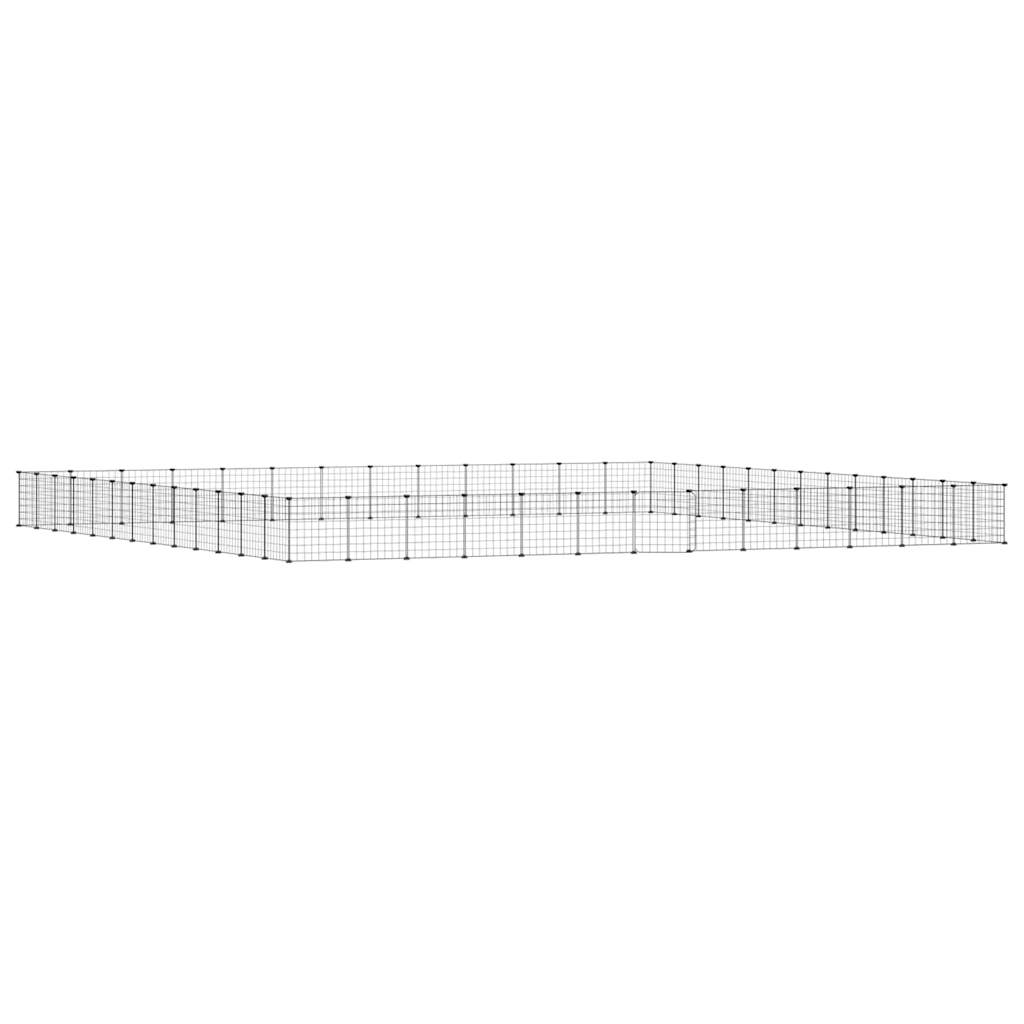 Huisdierenkooi Met Deur 52 Panelen 455X455X35 Cm Staal Zwart