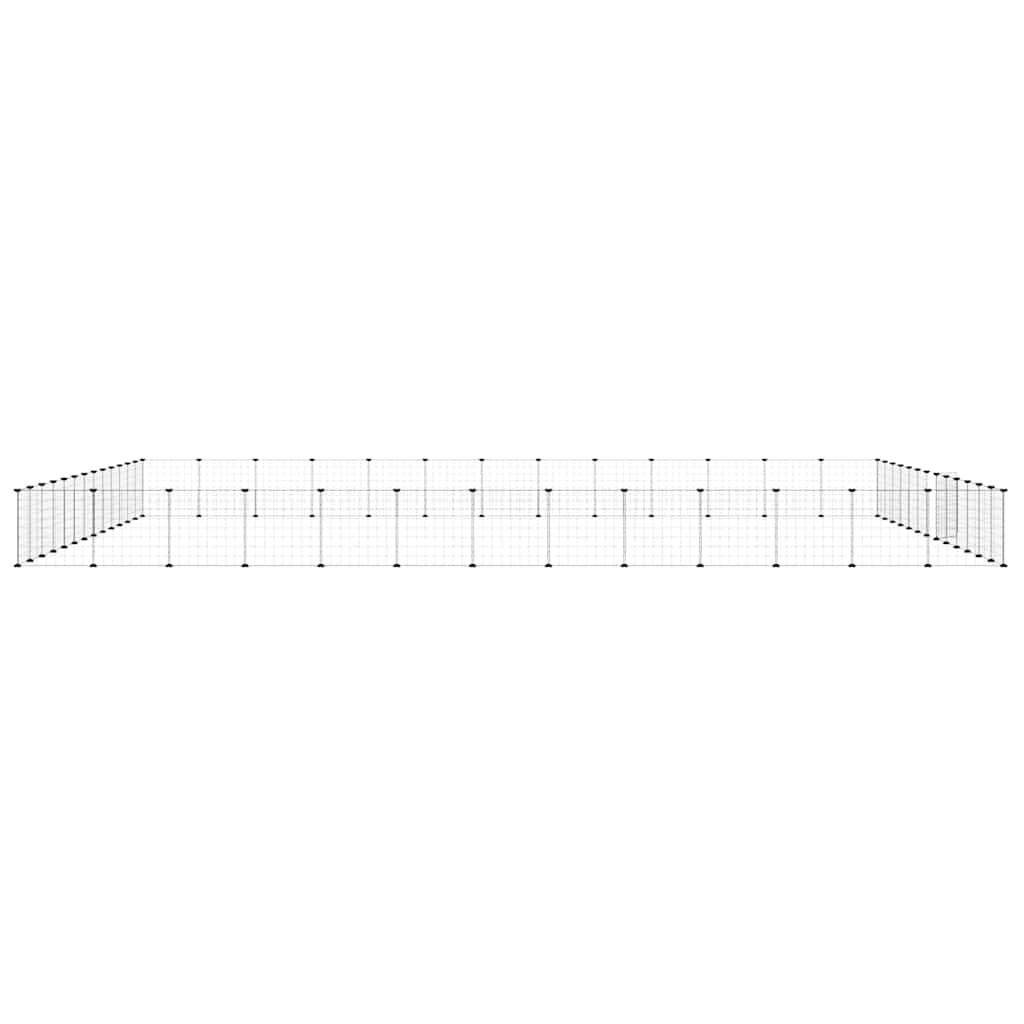 Huisdierenkooi Met Deur 52 Panelen 455X455X35 Cm Staal Zwart