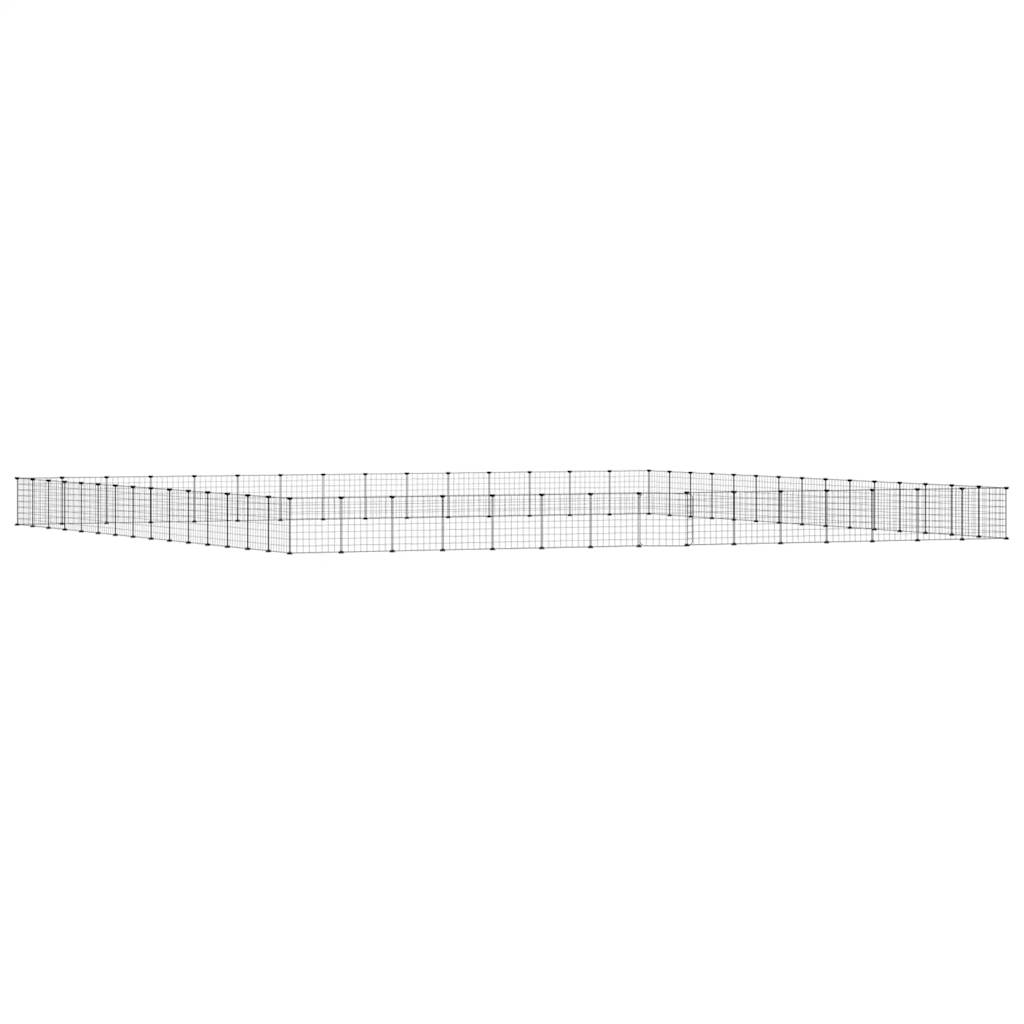 Huisdierenkooi Met Deur 60 Panelen 525X525X35 Cm Staal Zwart