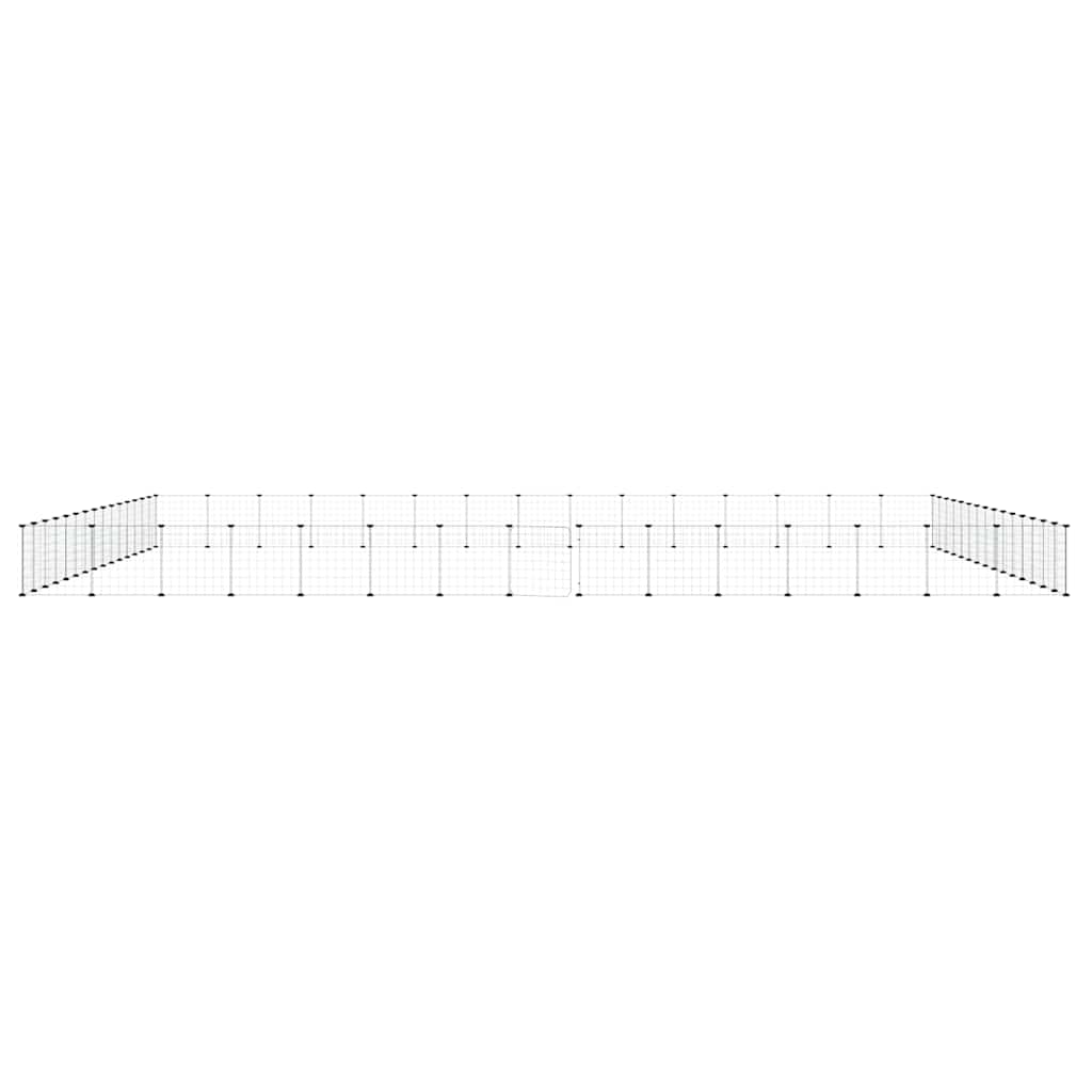 Huisdierenkooi Met Deur 60 Panelen 525X525X35 Cm Staal Zwart