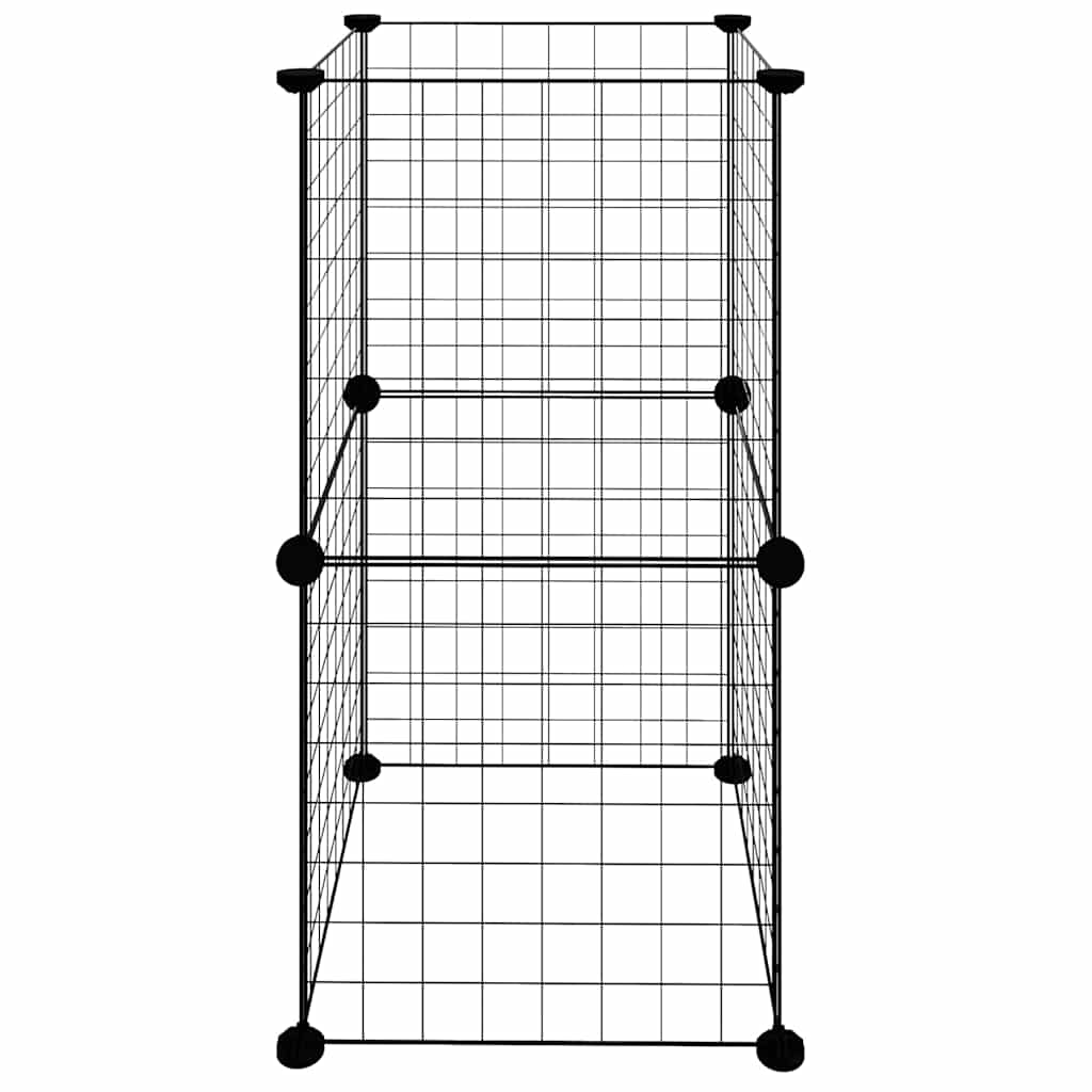 Huisdierenkooi Met 8 Panelen 35X35X70 Cm Staal Zwart