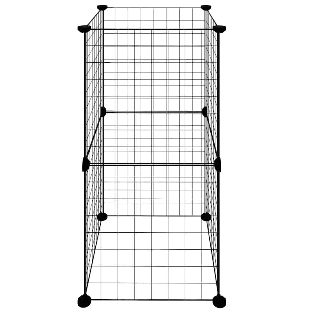 Huisdierenkooi Met 8 Panelen 35X35X70 Cm Staal Zwart