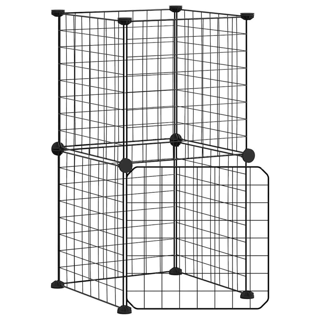 Huisdierenkooi Met Deur 8 Panelen 35X35X70 Cm Staal Zwart
