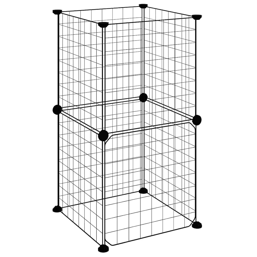 Huisdierenkooi Met Deur 8 Panelen 35X35X70 Cm Staal Zwart