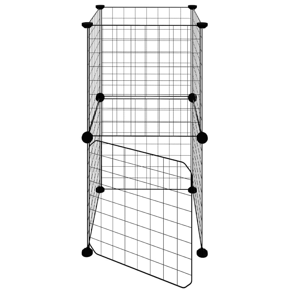 Huisdierenkooi Met Deur 8 Panelen 35X35X70 Cm Staal Zwart
