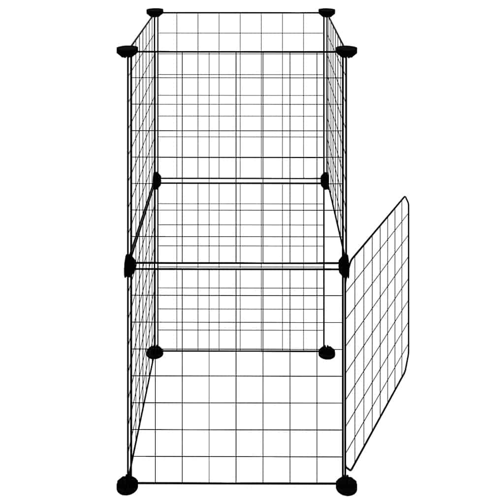Huisdierenkooi Met Deur 8 Panelen 35X35X70 Cm Staal Zwart