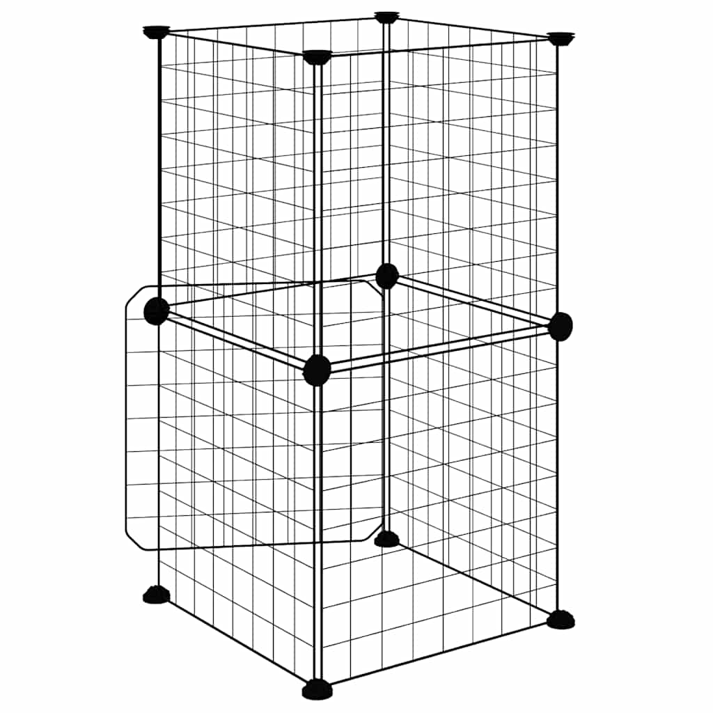 Huisdierenkooi Met Deur 8 Panelen 35X35X70 Cm Staal Zwart