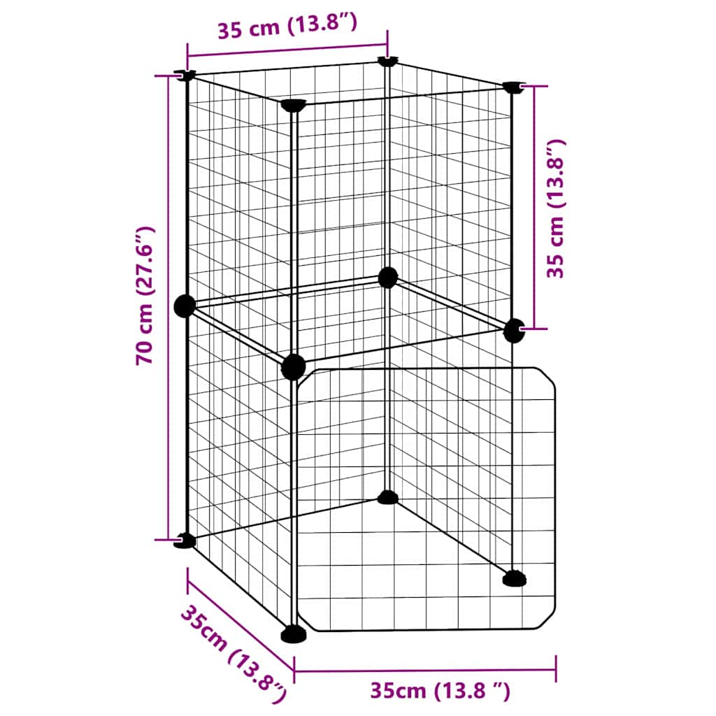 Huisdierenkooi Met Deur 8 Panelen 35X35X70 Cm Staal Zwart