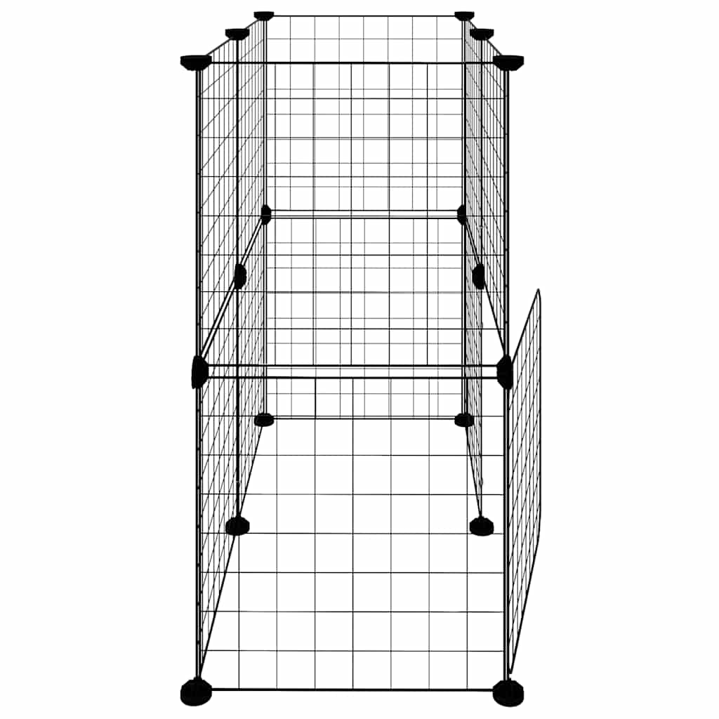 Huisdierenkooi Met Deur 12 Panelen 70X35X70 Cm Staal Zwart