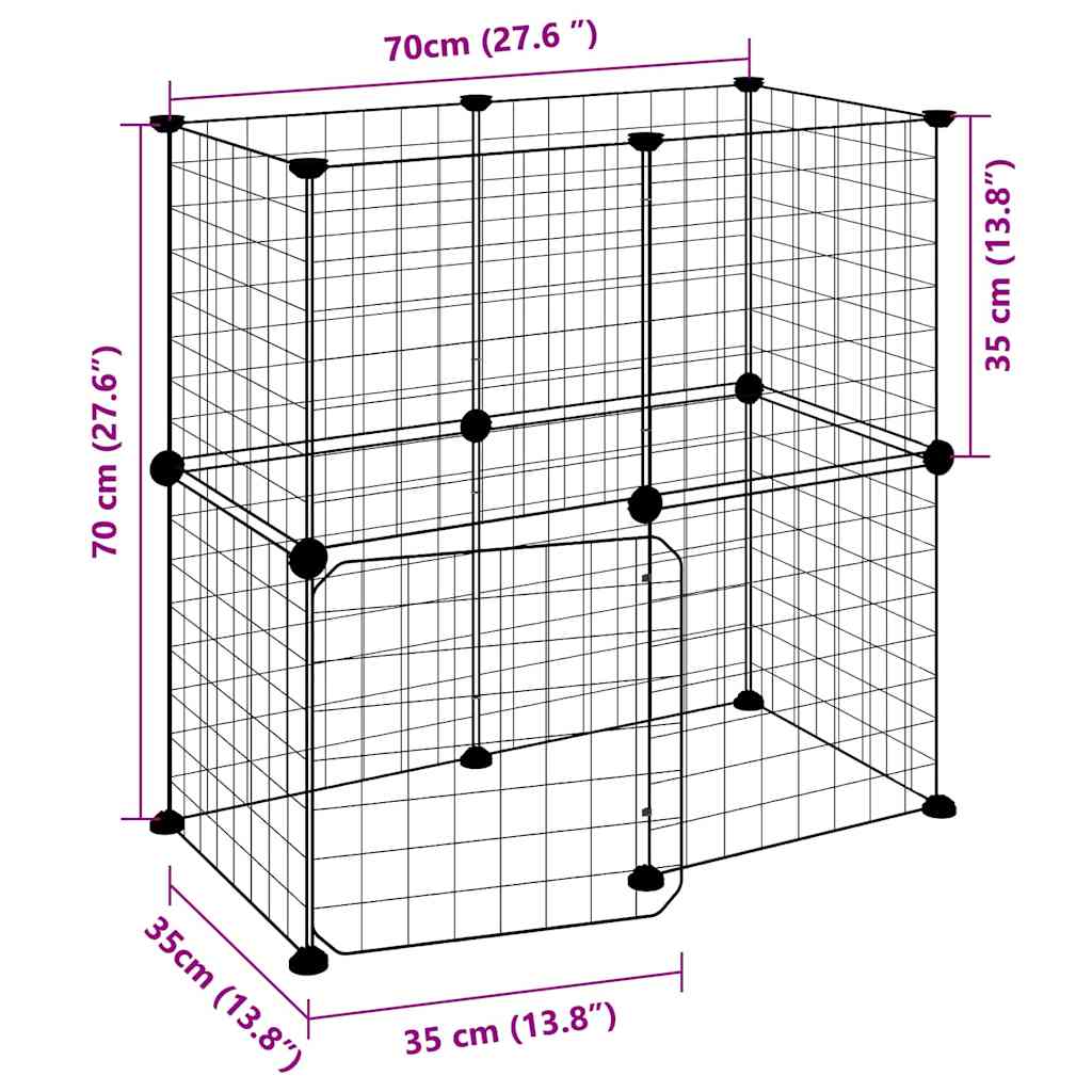 Huisdierenkooi Met Deur 12 Panelen 70X35X70 Cm Staal Zwart