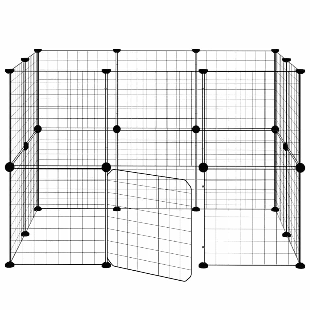 Huisdierenkooi Met Deur 20 Panelen 105X70X70 Cm Staal Zwart