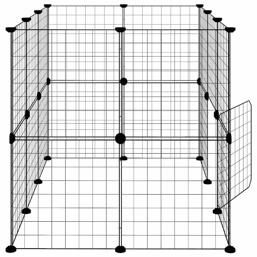 Huisdierenkooi Met Deur 20 Panelen 105X70X70 Cm Staal Zwart