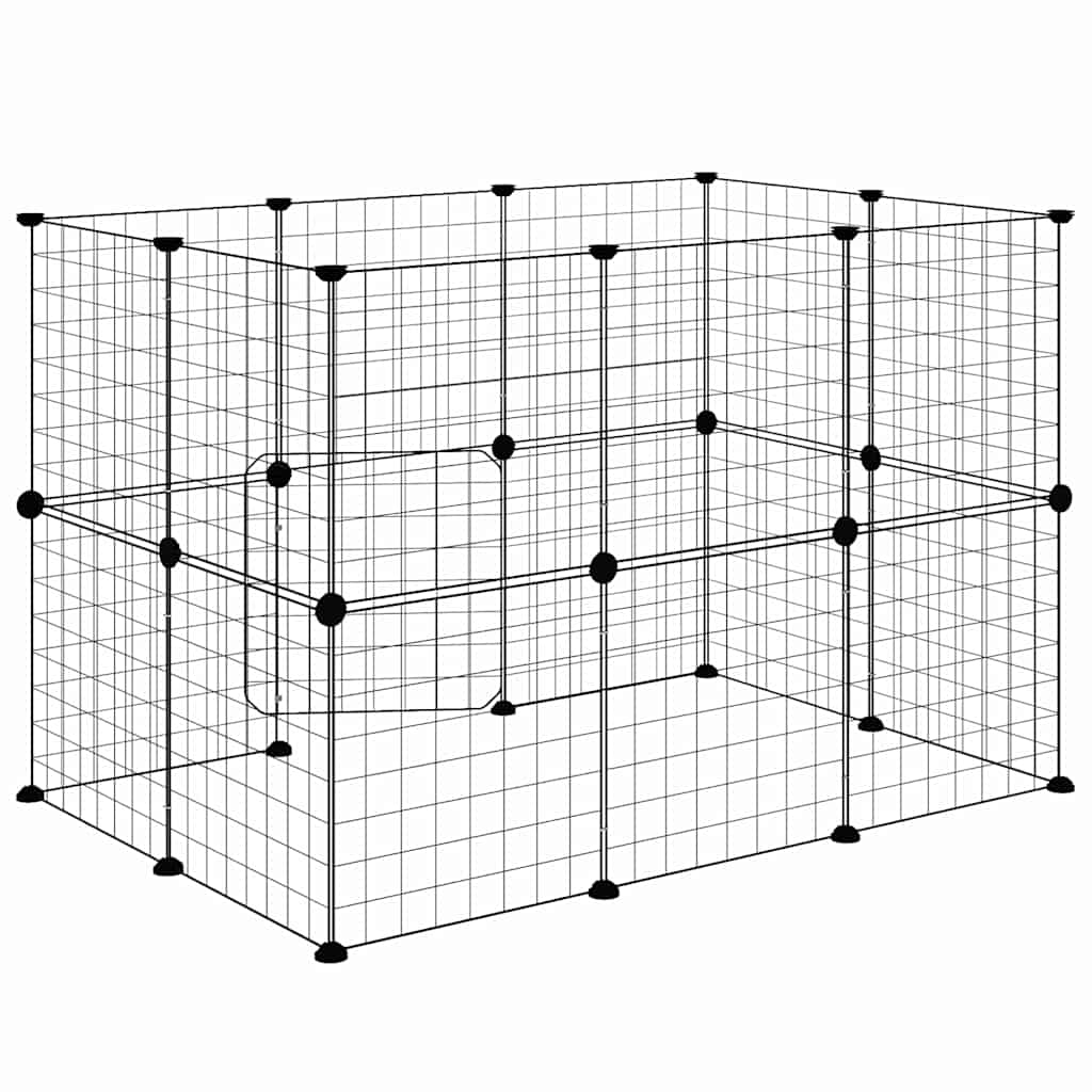 Huisdierenkooi Met Deur 20 Panelen 105X70X70 Cm Staal Zwart