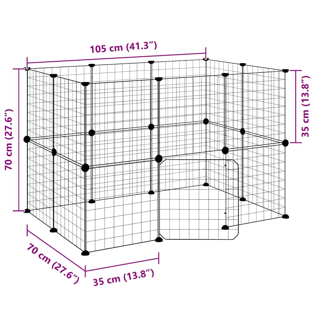 Huisdierenkooi Met Deur 20 Panelen 105X70X70 Cm Staal Zwart