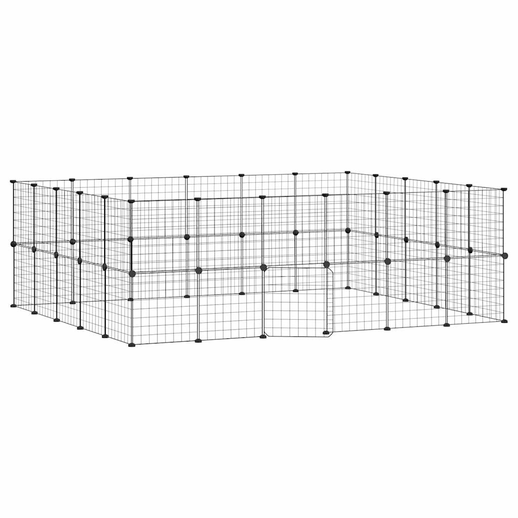 Huisdierenkooi Met Deur 44 Panelen 210X175X70 Cm Staal Zwart