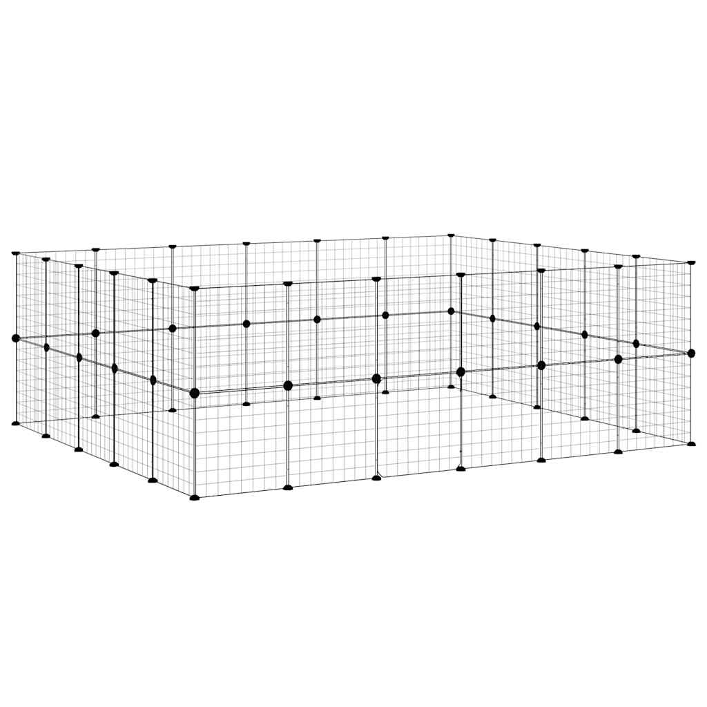 Huisdierenkooi Met Deur 44 Panelen 210X175X70 Cm Staal Zwart