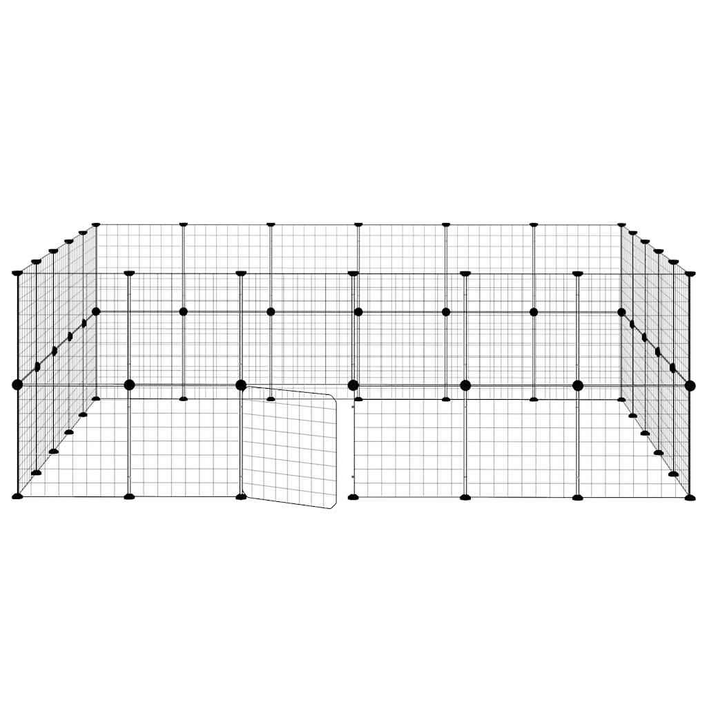 Huisdierenkooi Met Deur 44 Panelen 210X175X70 Cm Staal Zwart