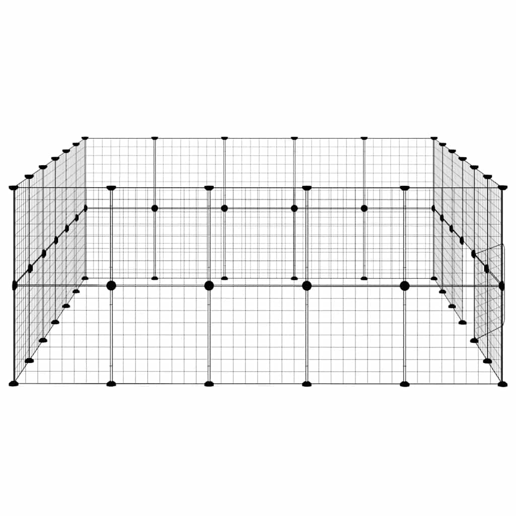 Huisdierenkooi Met Deur 44 Panelen 210X175X70 Cm Staal Zwart