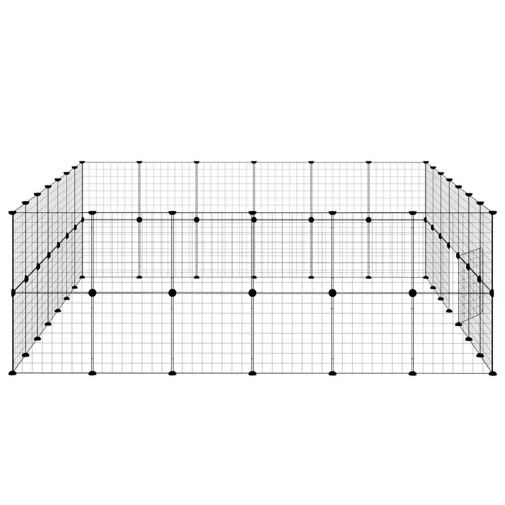 Huisdierenkooi Met Deur 52 Panelen 35X35 Cm Staal Zwart