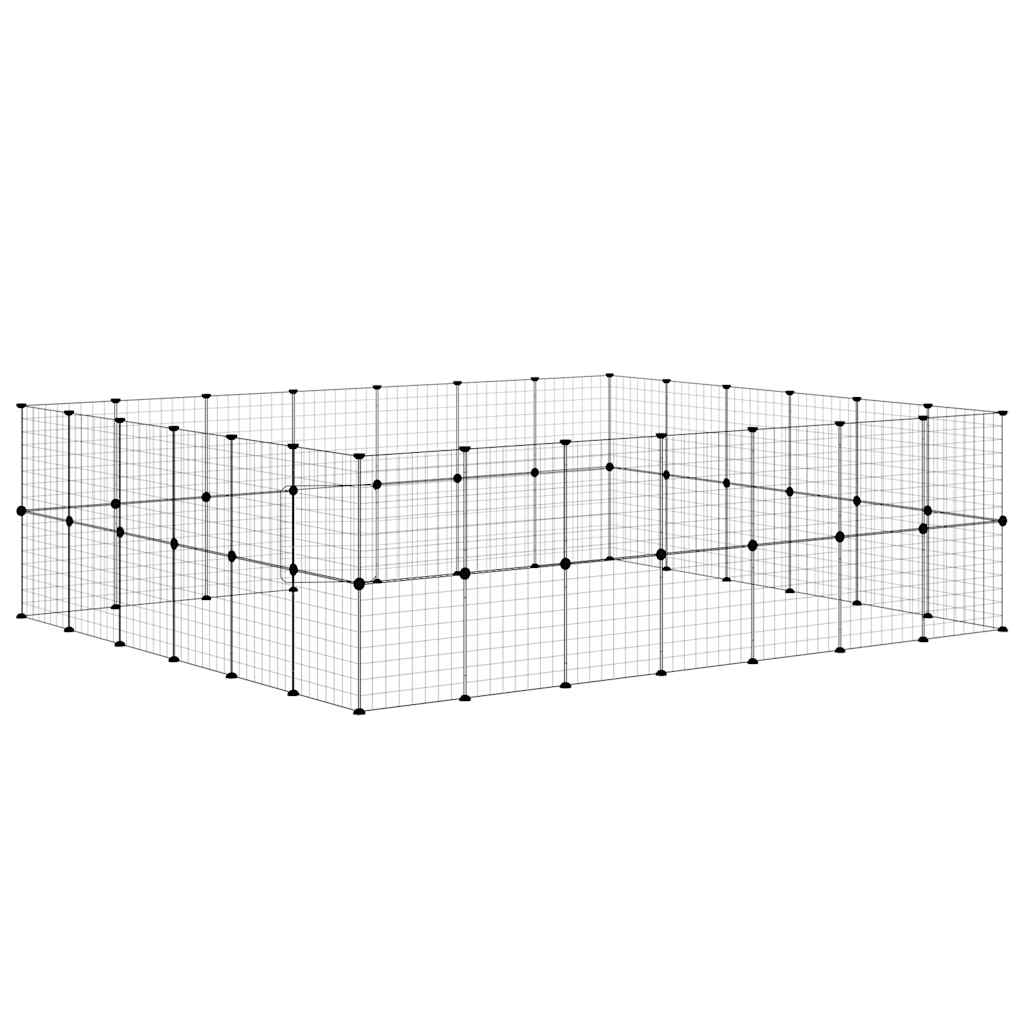 Huisdierenkooi Met Deur 52 Panelen 35X35 Cm Staal Zwart