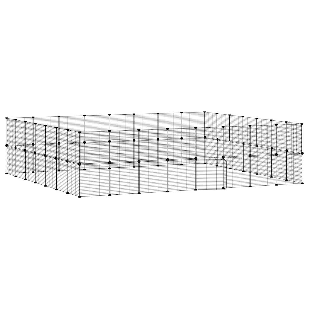 Huisdierenkooi Met Deur 60 Panelen 280X245X70 Cm Staal Zwart