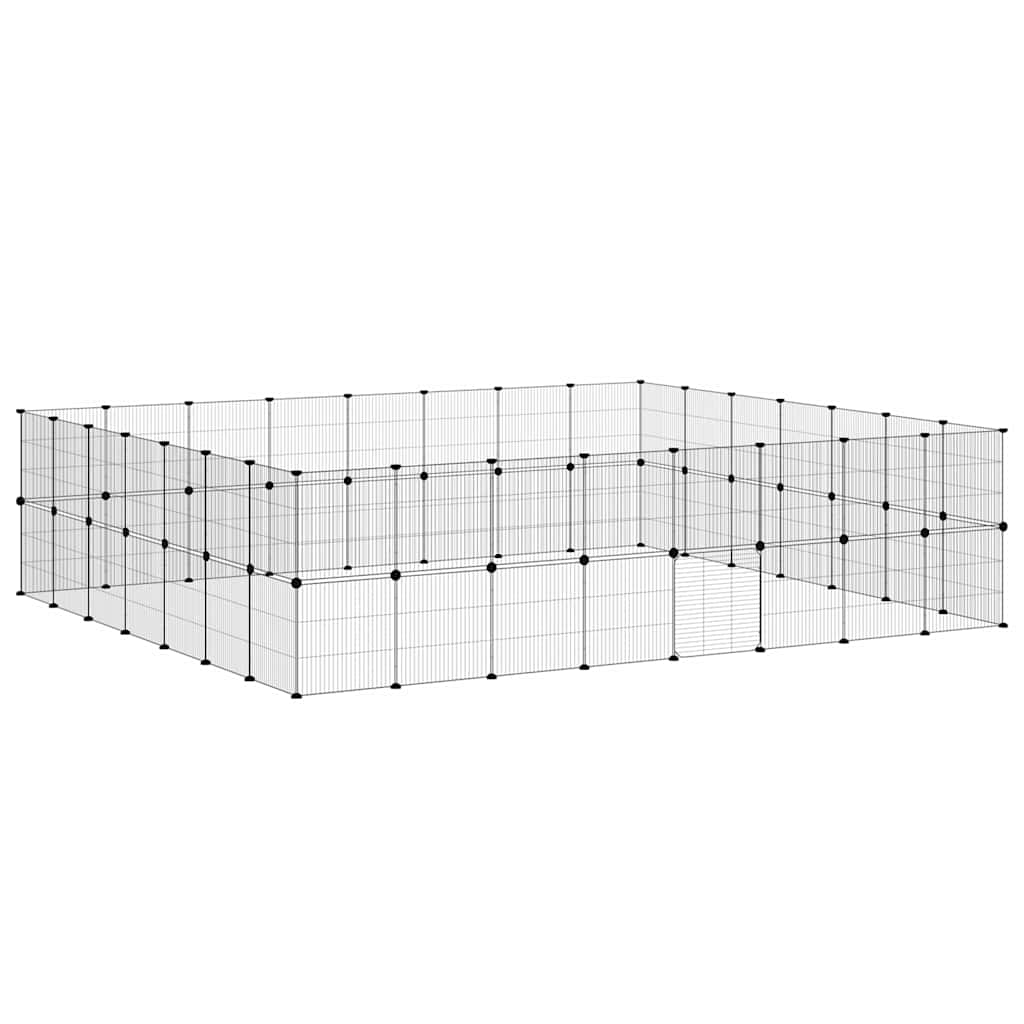 Huisdierenkooi Met Deur 60 Panelen 280X245X70 Cm Staal Zwart