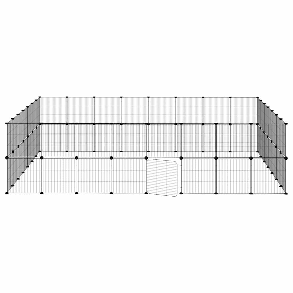 Huisdierenkooi Met Deur 60 Panelen 280X245X70 Cm Staal Zwart