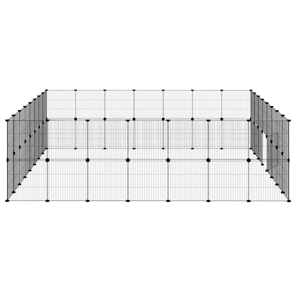 Huisdierenkooi Met Deur 60 Panelen 280X245X70 Cm Staal Zwart