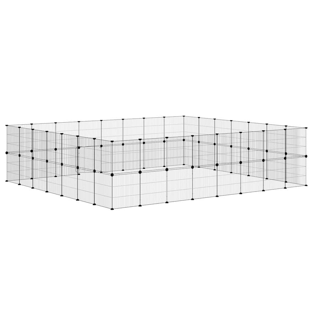 Huisdierenkooi Met Deur 60 Panelen 280X245X70 Cm Staal Zwart