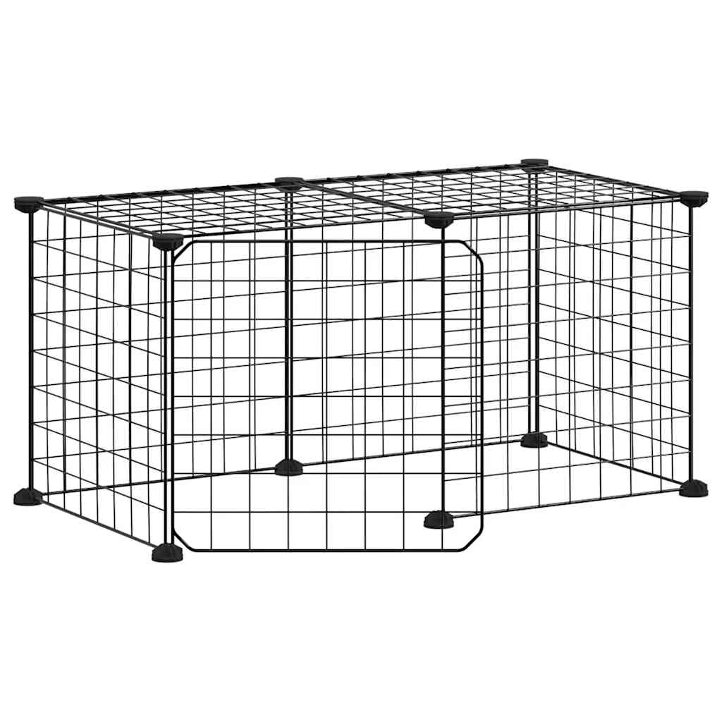 Huisdierenkooi Met Deur 8 Panelen 70X35X35 Cm Staal Zwart