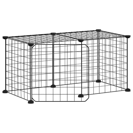 Huisdierenkooi Met Deur 8 Panelen 70X35X35 Cm Staal Zwart