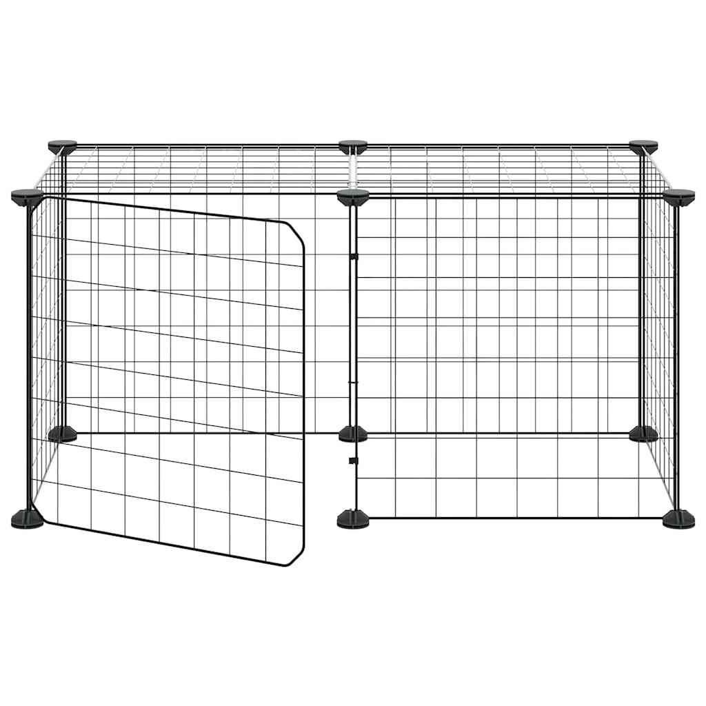 Huisdierenkooi Met Deur 8 Panelen 70X35X35 Cm Staal Zwart