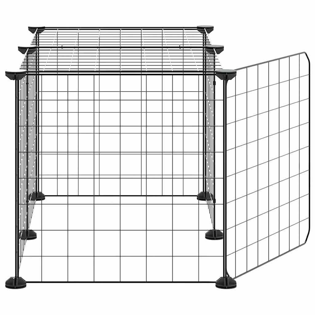 Huisdierenkooi Met Deur 8 Panelen 70X35X35 Cm Staal Zwart