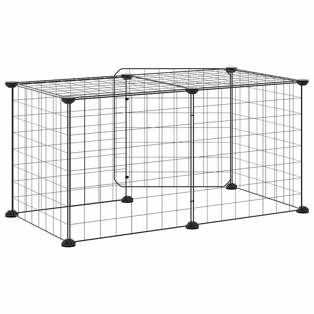 Huisdierenkooi Met Deur 8 Panelen 70X35X35 Cm Staal Zwart