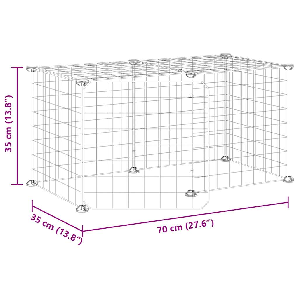 Huisdierenkooi Met Deur 8 Panelen 70X35X35 Cm Staal Zwart