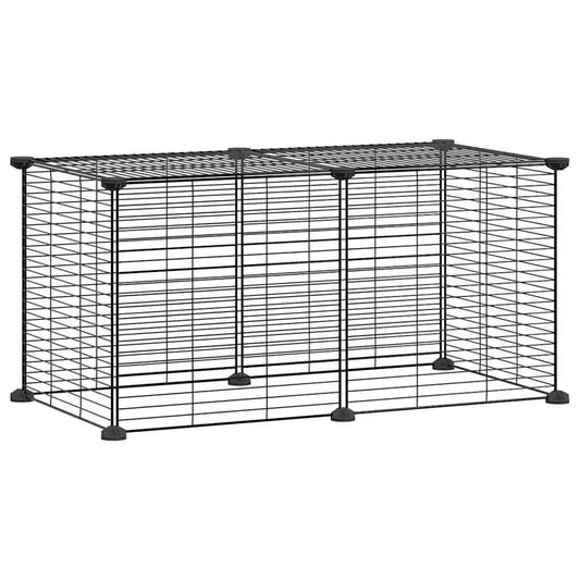 Huisdierenkooi Met 8 Panelen 70X35X35 Cm Staal Zwart