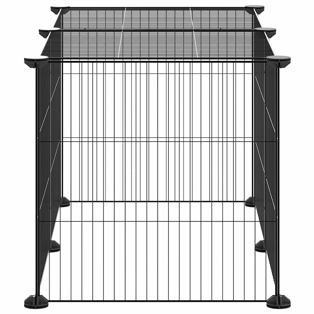 Huisdierenkooi Met 8 Panelen 70X35X35 Cm Staal Zwart