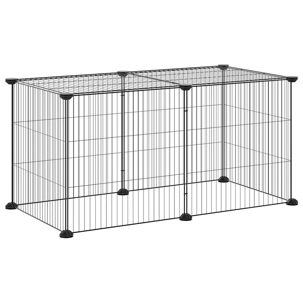 Huisdierenkooi Met 8 Panelen 70X35X35 Cm Staal Zwart