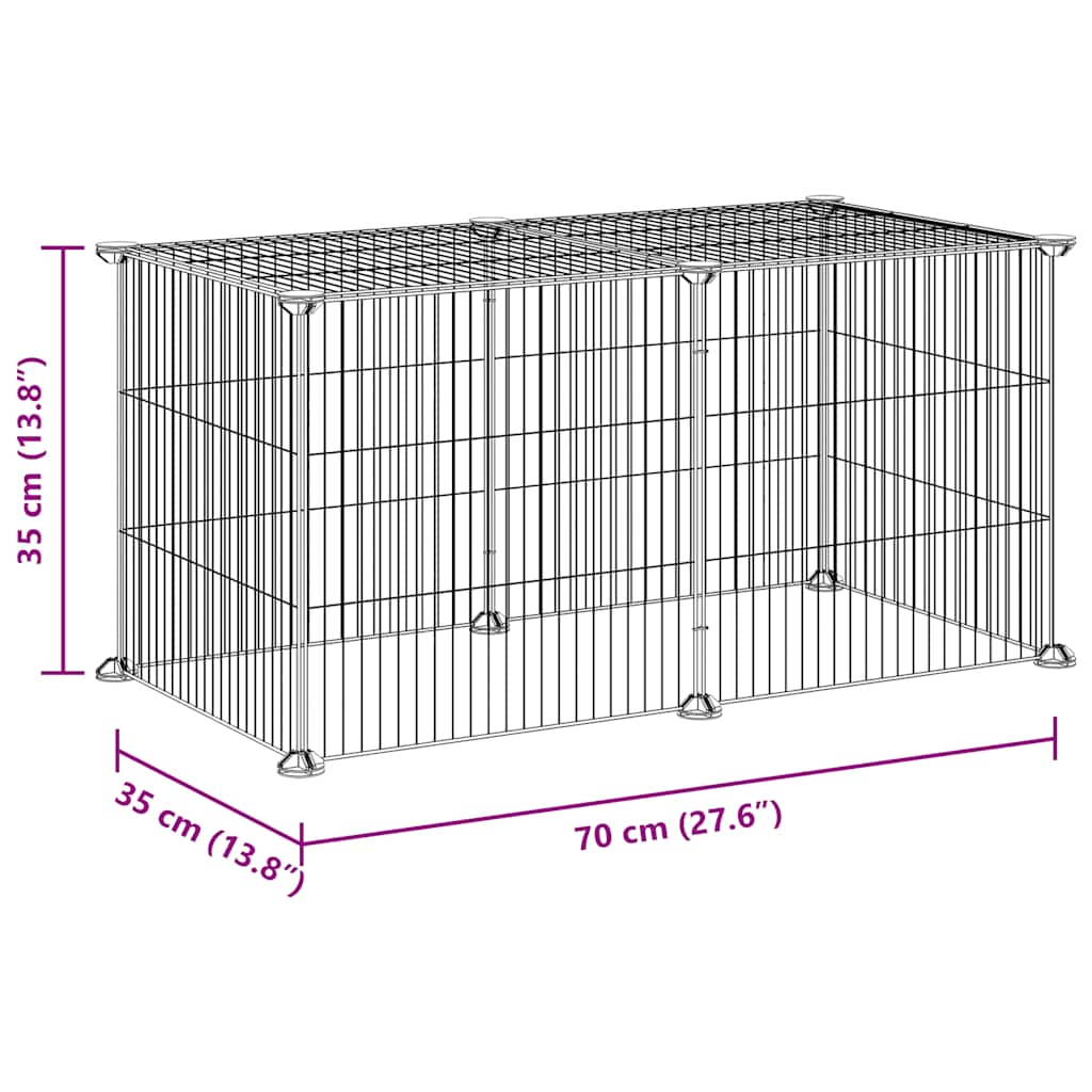 Huisdierenkooi Met 8 Panelen 70X35X35 Cm Staal Zwart