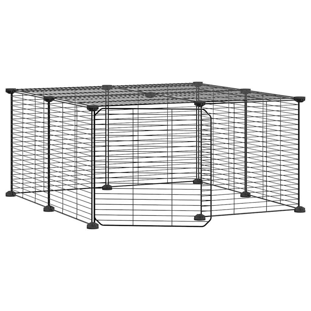 Huisdierenkooi Met Deur 12 Panelen 70X70X35 Cm Staal Zwart