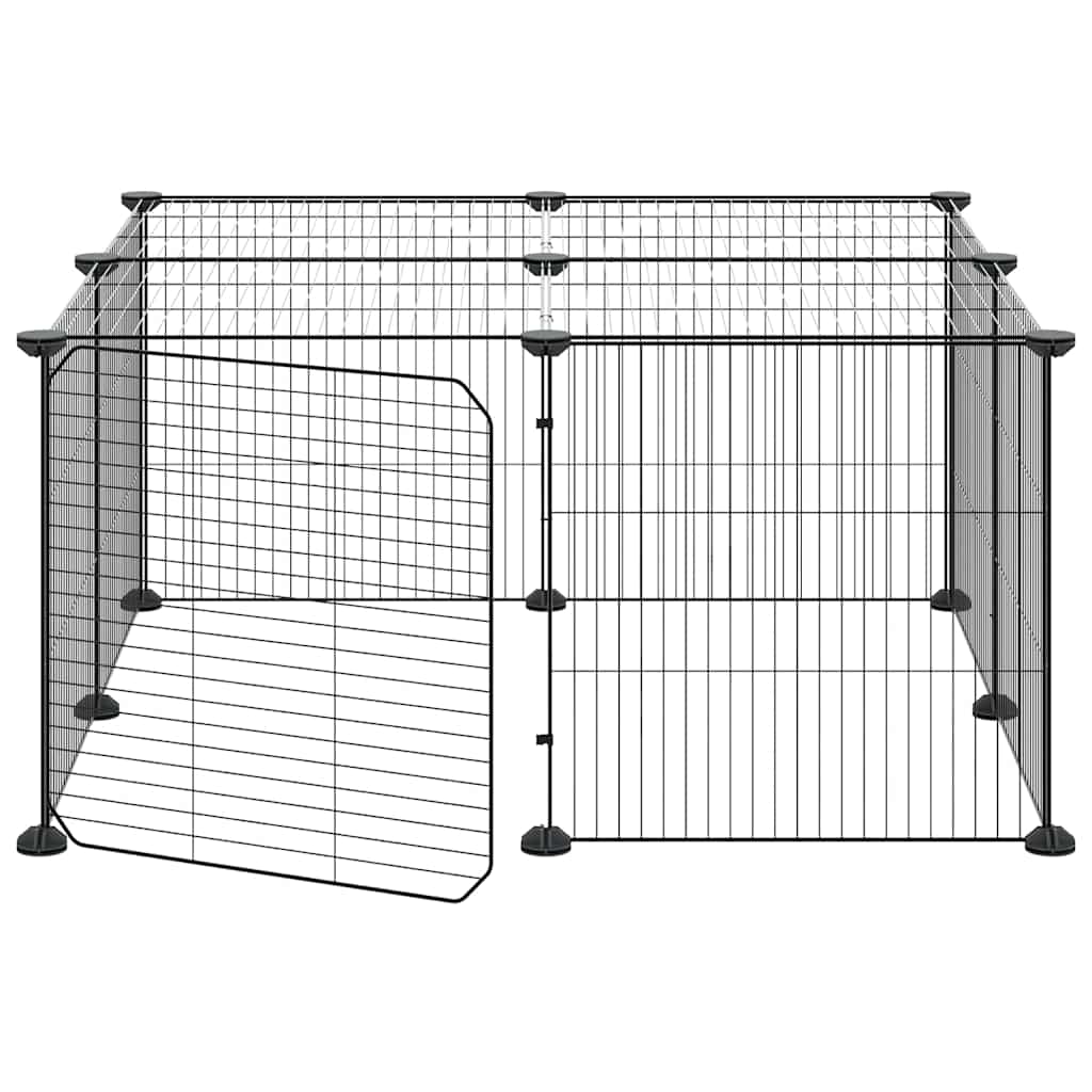 Huisdierenkooi Met Deur 12 Panelen 70X70X35 Cm Staal Zwart