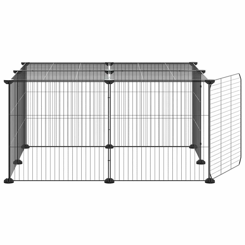 Huisdierenkooi Met Deur 12 Panelen 70X70X35 Cm Staal Zwart