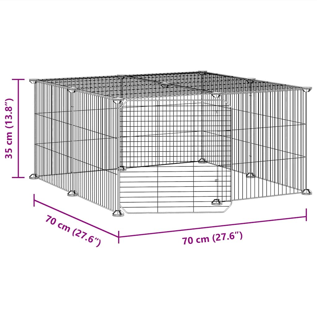 Huisdierenkooi Met Deur 12 Panelen 70X70X35 Cm Staal Zwart
