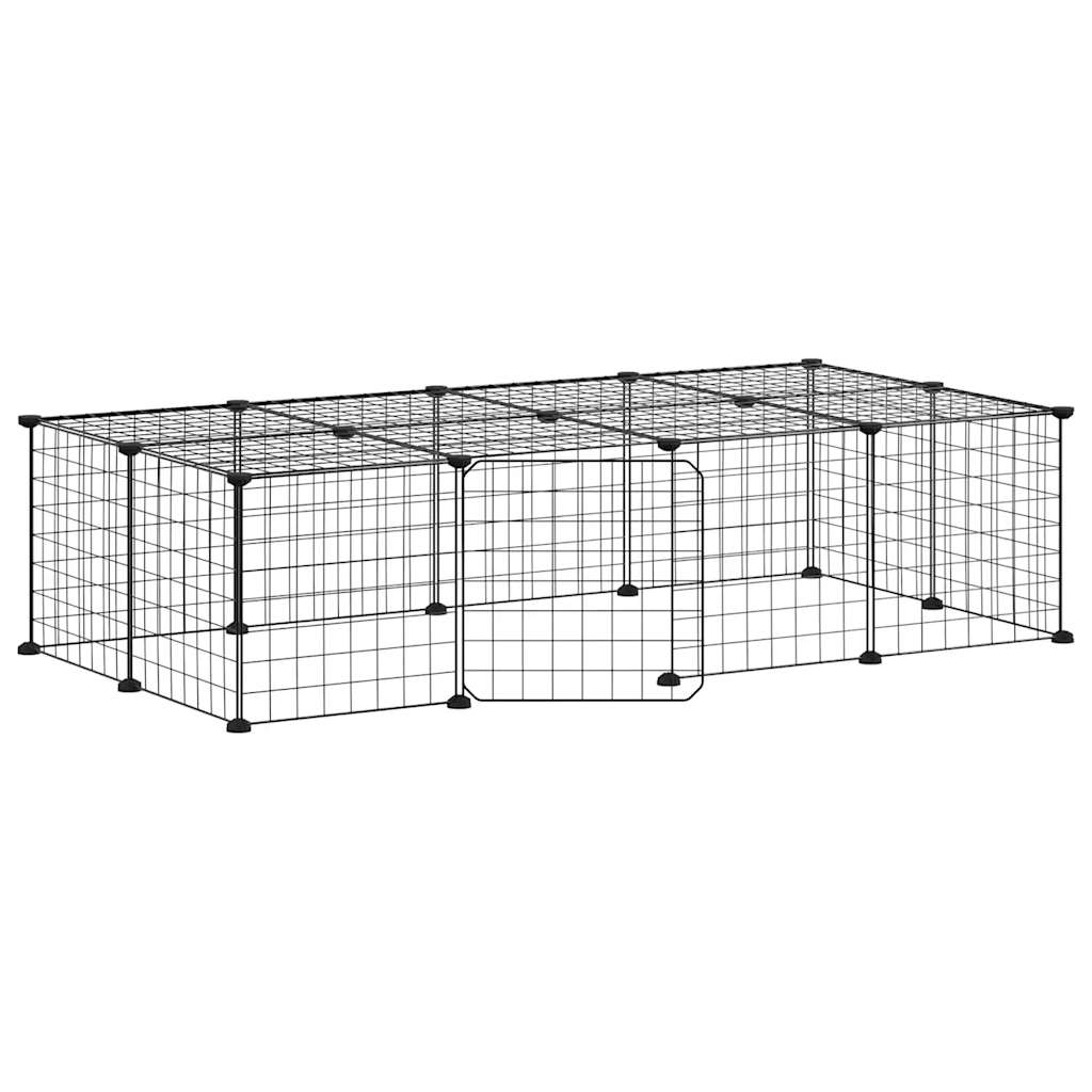Huisdierenkooi Met Deur 20 Panelen 140X70X35 Cm Staal Zwart