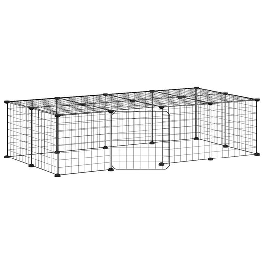 Huisdierenkooi Met Deur 20 Panelen 140X70X35 Cm Staal Zwart
