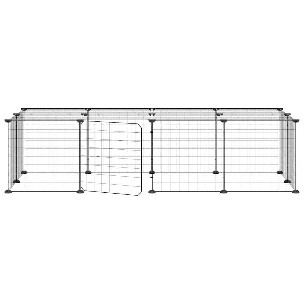 Huisdierenkooi Met Deur 20 Panelen 140X70X35 Cm Staal Zwart