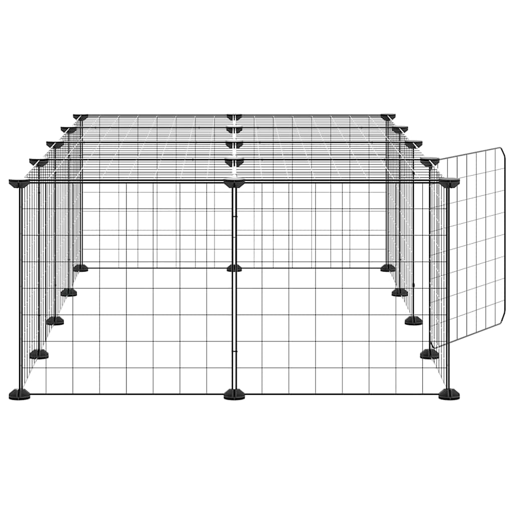 Huisdierenkooi Met Deur 20 Panelen 140X70X35 Cm Staal Zwart