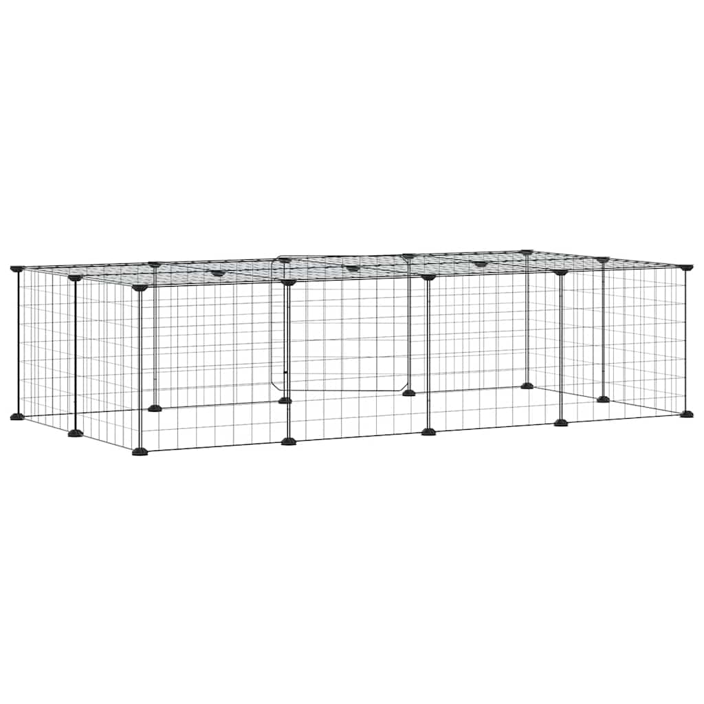 Huisdierenkooi Met Deur 20 Panelen 140X70X35 Cm Staal Zwart