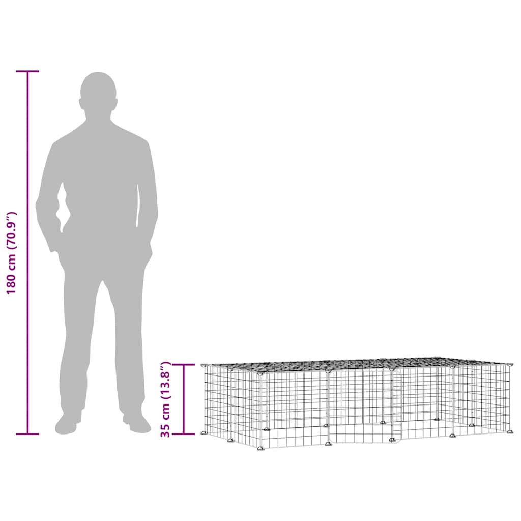 Huisdierenkooi Met Deur 20 Panelen 140X70X35 Cm Staal Zwart