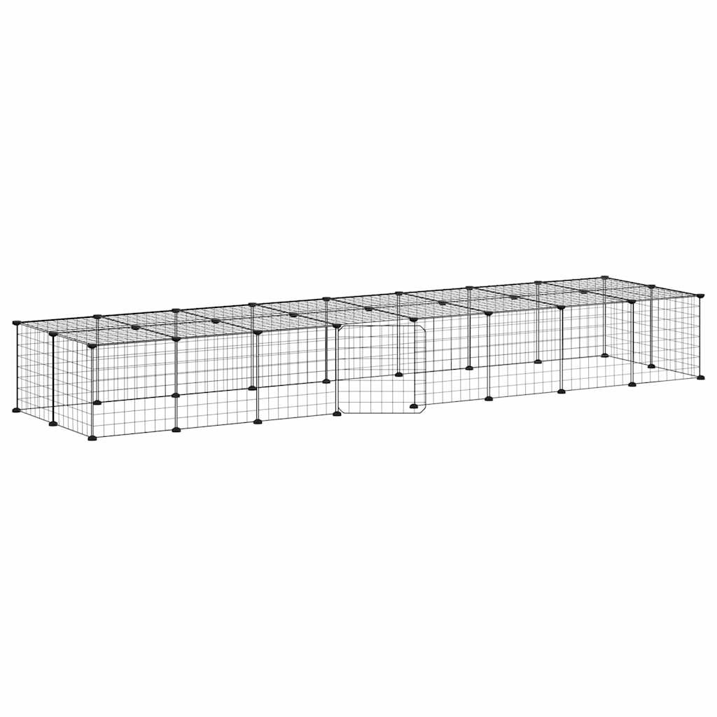 Huisdierenkooi Met Deur 36 Panelen 280X70X35 Cm Staal Zwart